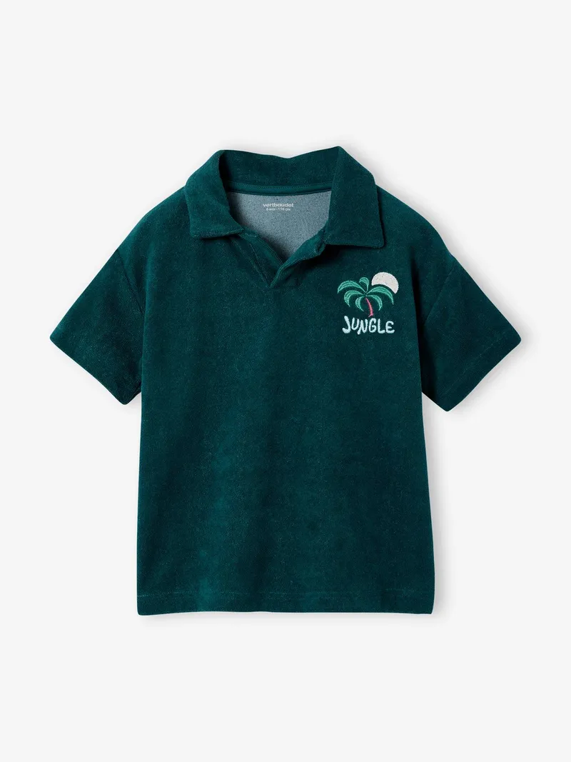 Vertbaudet Jungen Polohemd aus Ftee JUNGLE n, Tannengrün, – Produktbild 2 von 3