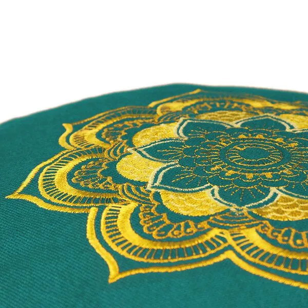 Lotus Design® Lotus Design® Meditationskissen CLASSIC Mandala Lotus Design - Bio-Buchweizenschalen, Türkis/gold, – Produktbild 2 von 4