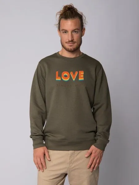watapparel watapparel Sweatshirt Unisex Love always wins, Khaki, – Produktbild 2 von 3