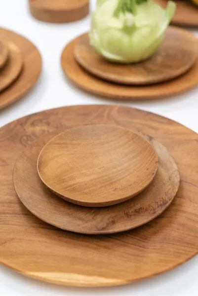 Originalhome Originalhome Handgefertigte Teakholz Teller, M – zero waste, vegan & fair produziert., Natur, – Produktbild 3 von 4