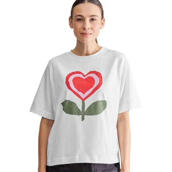 Dedicated DEDICATED T-Shirt Vadstena Love Flower, White (weiß), – Produktbild 1 von 3