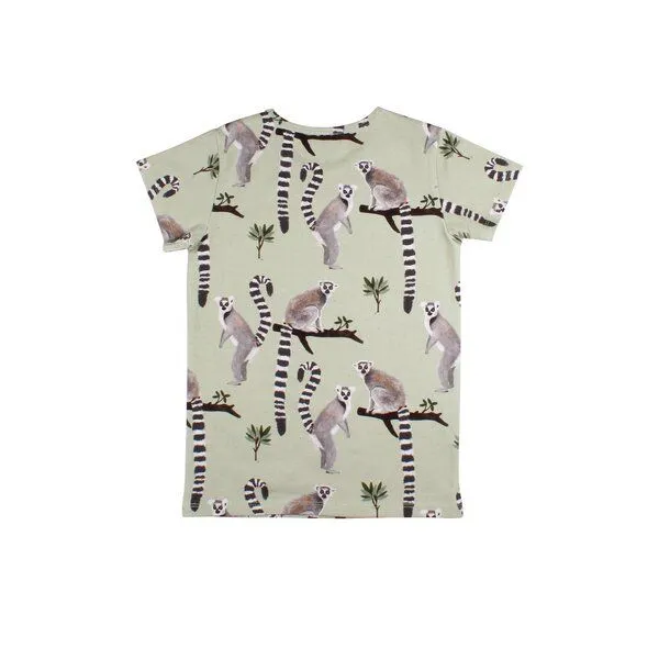 Walkiddy Walkiddy T-Shirt Hellgrün Lemuren-Allover Bio-Baumwolle GOTS – Produktbild 2 von 3