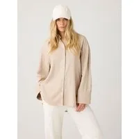 KnowledgeCotton Apparel KnowledgeCotton Apparel Lockere Langarmbluse aus Ecovero und Bio-Leinen, Beige-light-feather-gray, – Produktbild 1 von 1