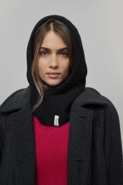 Rifò - Circular Fashion Made in Italy Rifò - Circular Fashion Made in Italy Kapuzenschal/ Balaclava aus Recycelter Kaschmirwolle, Schwarz, – Produktbild 3 von 3