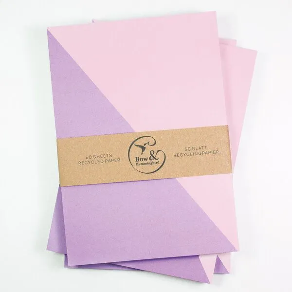 Bow & Hummingbird Bow & Hummingbird Notizblock-Set Herz/Karo/Diagonal - 3er Set in A6 aus Recyclingpapier – Produktbild 2 von 4