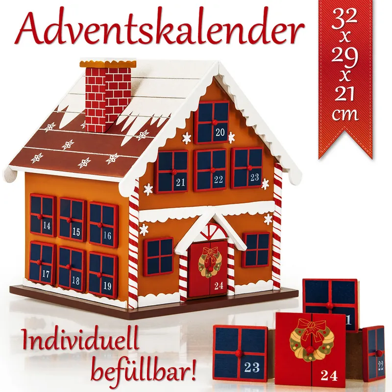 Casaria® Casaria Adventskalender als Winterhäuschen - befüllbar & wiederverwendbar – Produktbild 1 von 1