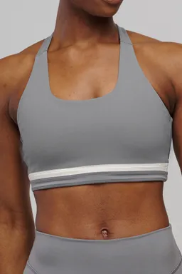 SEAAV SEAAV Damen vegan Sport-Bh Butterfly Storm Grey/ Satin Linen Weiß – Produktbild 1 von 1