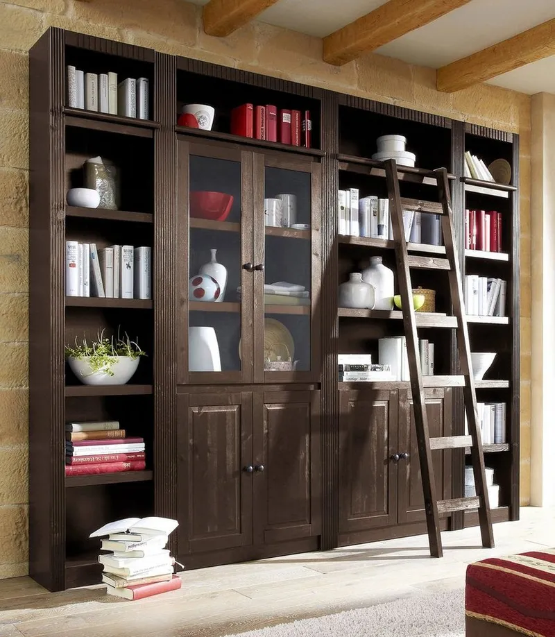 OTTO home Leiterregal Bergen, aus massivem Kiefernholz, mit 6 Trittsprossen, Höhe 188 cm, Braun, – Produktbild 3 von 5