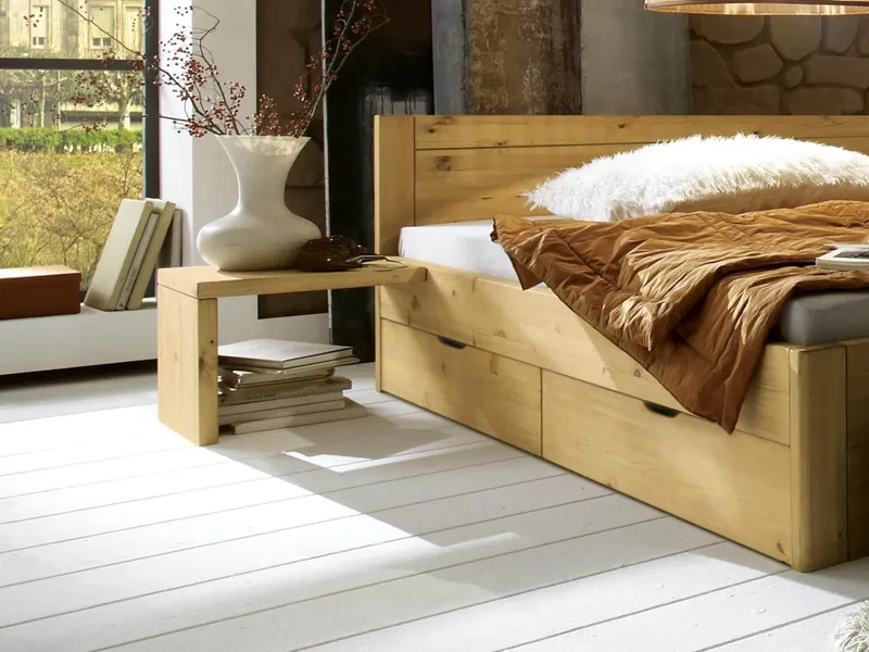 allnatura allnatura Nachttisch für Schubkastenbett "Mascella" - Schnäppchen 2127-03070 | mit Schublade | H45xB45xT39 cm | gelaugt/geölt, Natur, – Produktbild 2 von 2