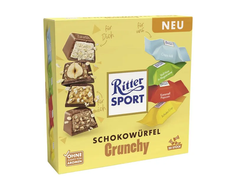 Ritter Sport Ritter Sport Schokolade, Ritter Sport Schokowürfel Crunchy gefüllte Vollmilchschokolade 153g – Produktbild 2 von 3