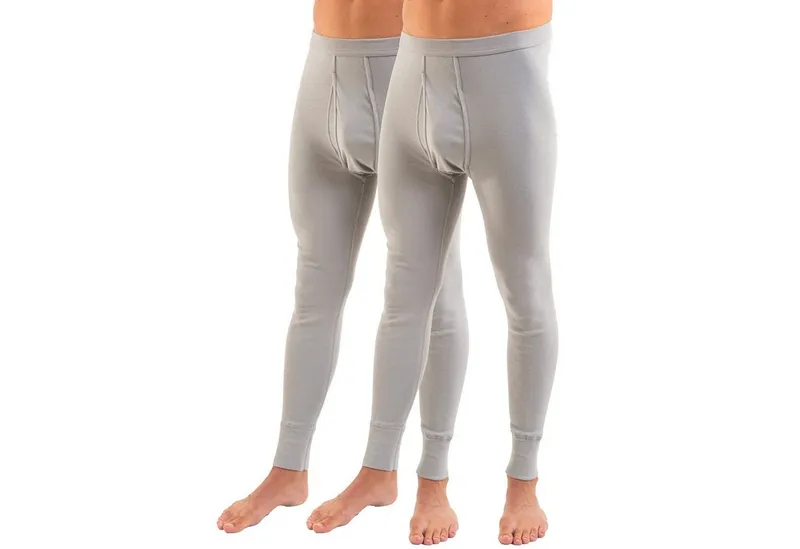 HERMKO Lange Unterhose 3540 (Pack, 2er) Bio-Baumwolle mit Eingriff Weichbund basic hergestellt in EU, Grau, – Produktbild 1 von 2