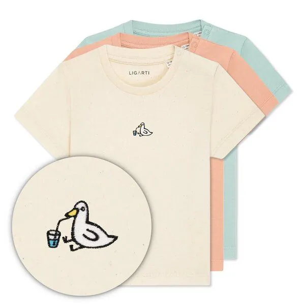 LIGARTI LIGARTI Babyshirt - Piet die Ente, Türkis, – Produktbild 3 von 3