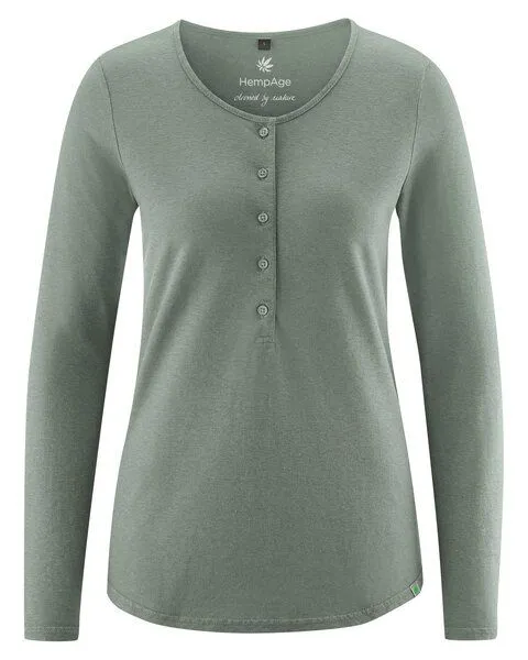 HempAge HempAge Damen Longsleeve Hanf/Bio-Baumwolle, Thyme (grün), – Produktbild 3 von 4