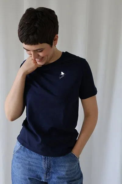 Kultgut Kultgut Artdesign - Biofair- Flauschiges Femin Shirt / Little Shark, Dunkelblau, – Produktbild 1 von 4