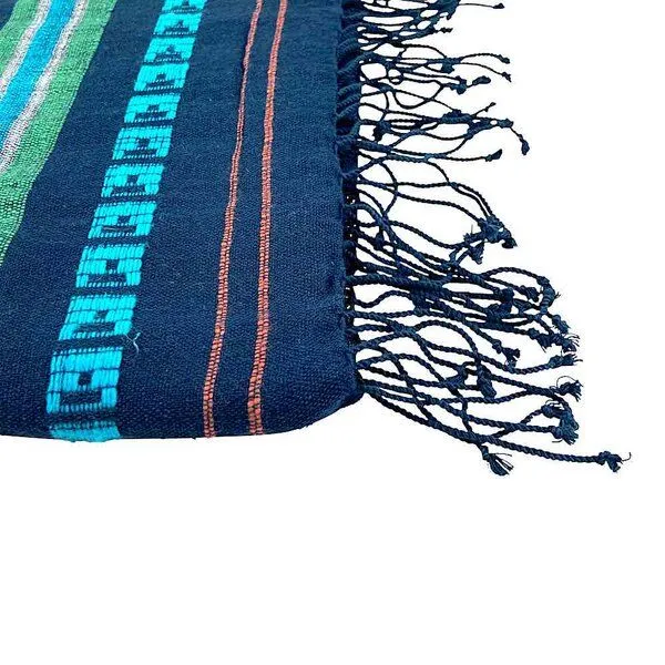 Sabahar Unisex Baumwollschal - Timket 70x200 - Blau & Schwarz - Sabahar Äthiopien, Blau, – Produktbild 2 von 4