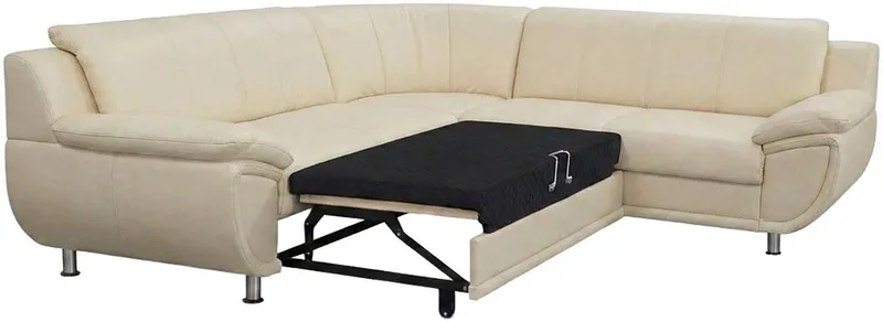 TRENDMANUFAKTUR Ecksofa Rondo 267 cm, elegant, bequem, Breite, L-Form, Chromfüße, L-Form, wahlw.mit Federkern, Füße chromfarben, Unser Dauertiefpreis, Beige, – Produktbild 5 von 5