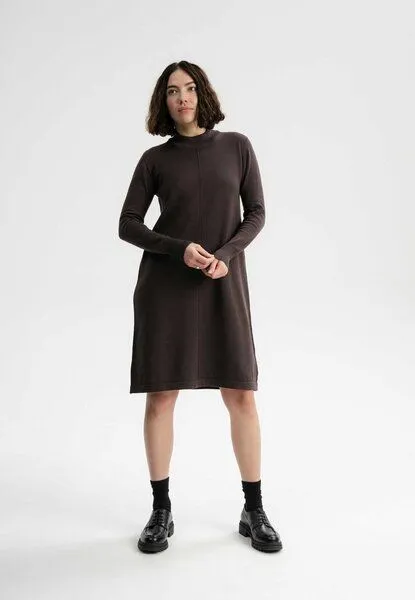 MELA Basic Feinstrick Kleid HARLEEN | von MELA | Fairtrade & GOTS zertifiziert, Dunkelbraun, – Produktbild 1 von 4