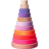 Grimms Grimms Großer Scheibenturm aus Buchenholz, 11-teilig neon pink Höhe 23 cm – Produktbild 1 von 1