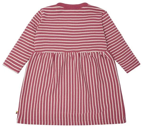 loud + proud loud + proud Babys & Kinder Kleid langarm gestreift mit Rippe, GOTS-zertifiziert, Rouge(pink), – Produktbild 1 von 2