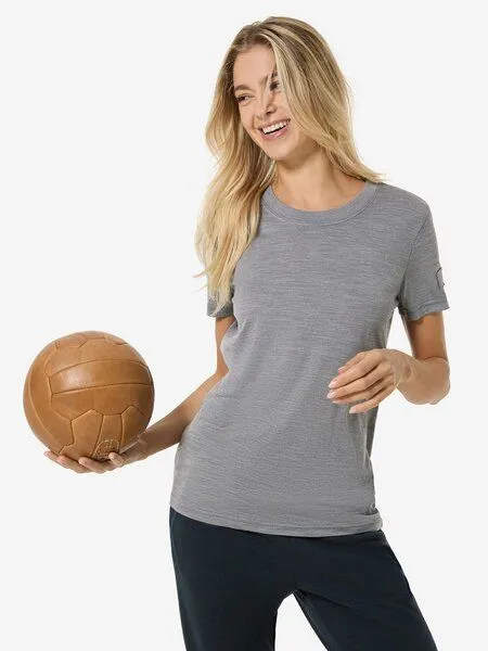 Super.Natural Super.Natural T-Shirt Casual Rib Bio J Tee für Damen, Merino, Cashmere grey melange, – Produktbild 1 von 4