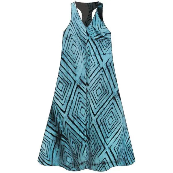 Global Mamas Global Mamas Bio Kleid - OAKLYNN - Mod/Rosewood/Rings/Diamonds, Diamonds granite (blau), – Produktbild 1 von 2
