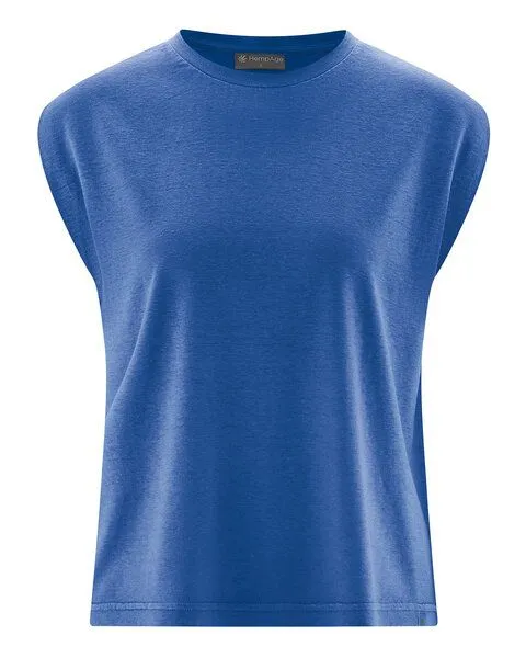 HempAge HempAge Damen ärmelloses T-Shirt Hanf/Biobaumwolle, Royal(blau), – Produktbild 1 von 4