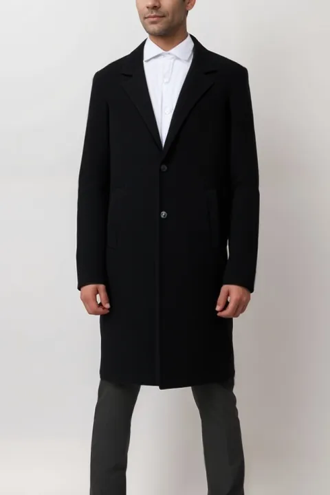 Will's Vegan Store Will's Vegan Store Herren vegan Herrenmantel Strukturierte Vegane Wolle Schwarz, Schwarz, – Produktbild 2 von 2