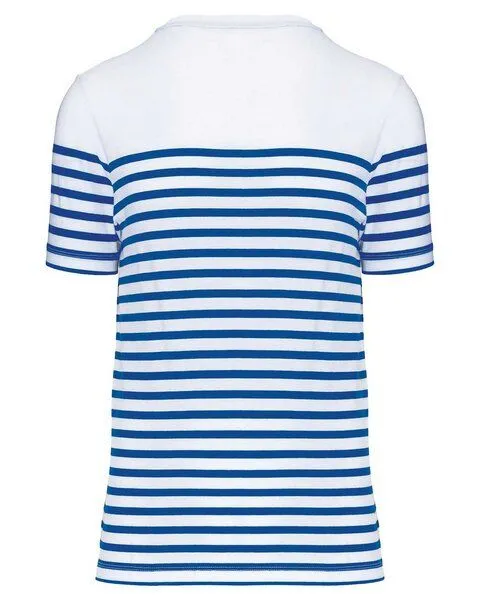 YTWOO YTWOO Nachhaltiges Herren-T-Shirt mit Rundhalsausschnitt im Marine-Stil, Weiß/blau gestreift, – Produktbild 2 von 4