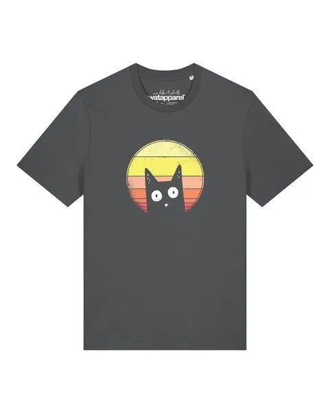 watapparel watapparel T-Shirt Unisex Sunset Cat, Anthracite, – Produktbild 1 von 2