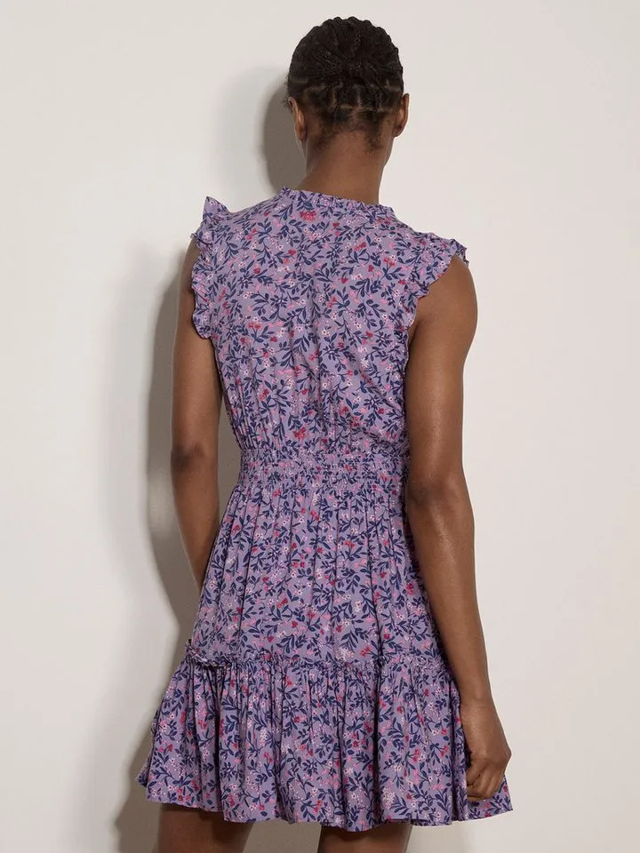 Apricot Apricot Minikleid Mini-Kleid mit Rüschen und zierlichem Blumenmuster (mit Bindeband) mit Bindeband, Lila, – Produktbild 4 von 5
