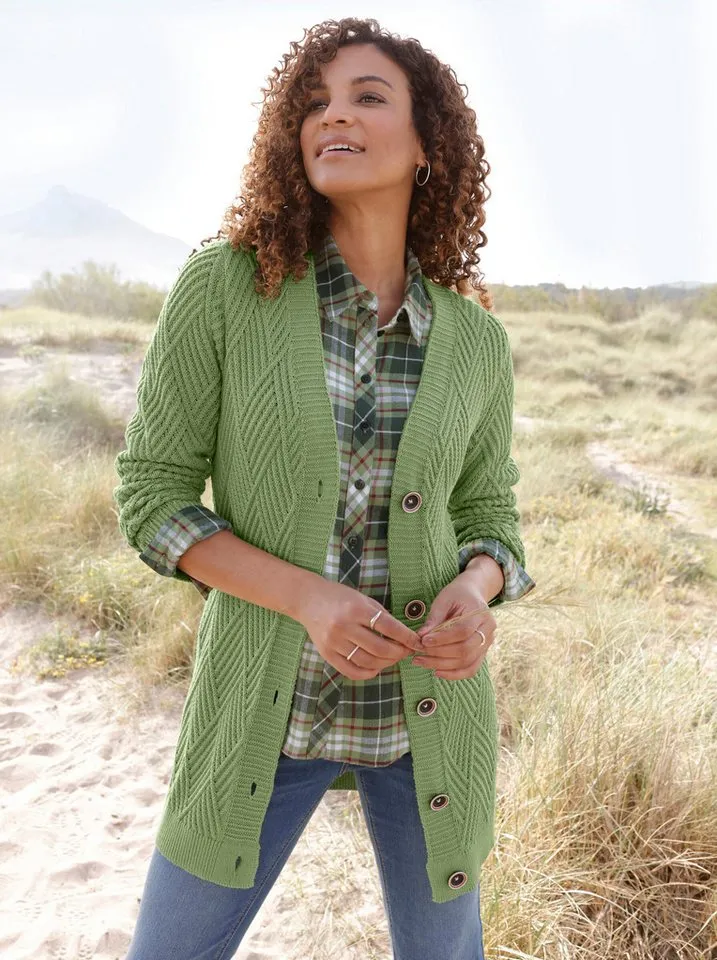 Witt Witt Strickjacke Strickjacke Langarm Strukturstrick, Grün, – Produktbild 3 von 5