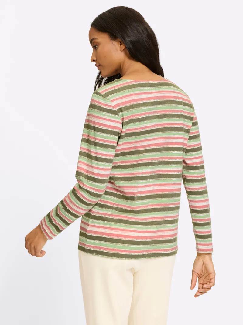 heine Langarmshirt khaki-rosenholz-geringelt, Khaki-rosenholz-geringelt, – Produktbild 2 von 2