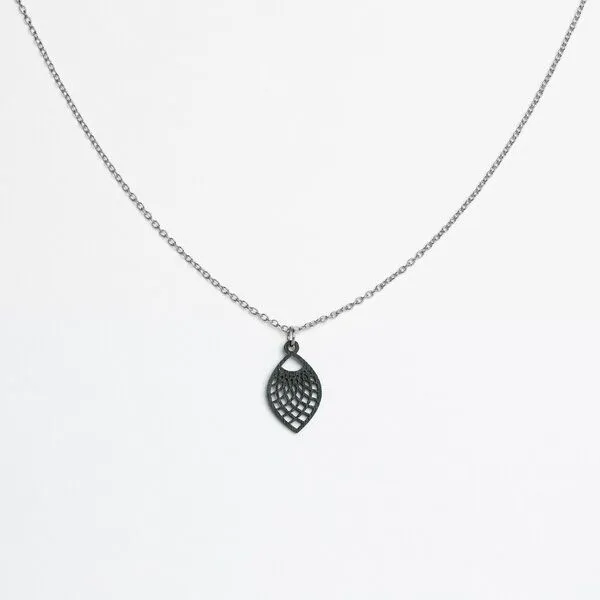 feinformart feinformart Kette mit Holzanhänger 'Leaf', Schwarz, – Produktbild 2 von 4