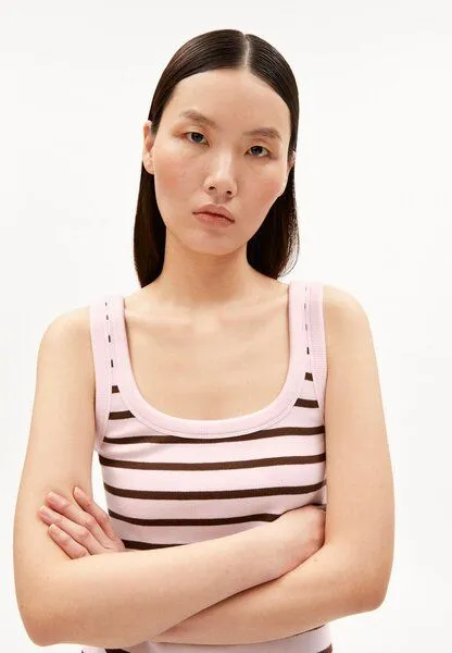 ARMEDANGELS ARMEDANGELS RIB STRIPE Damen Bio-Baumwoll Mix, Pink mist-dried palm, – Produktbild 3 von 4