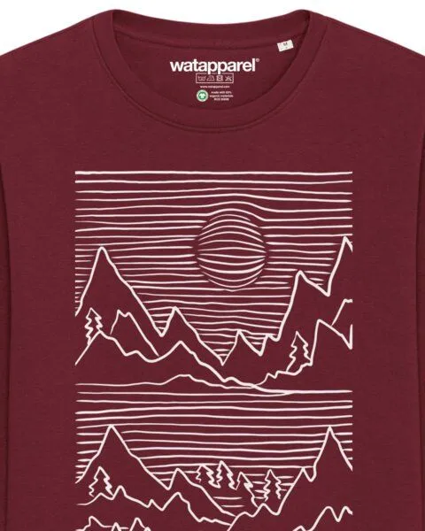 watapparel watapparel Sweatshirt Unisex Mountains, Burgundy, – Produktbild 3 von 4