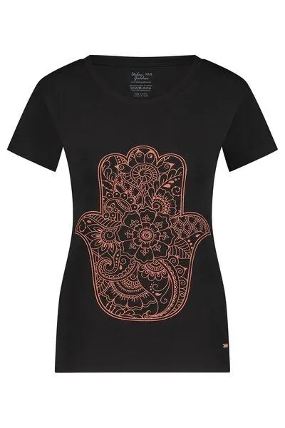 Urban Goddess Urban Goddess Hamsa Core Yoga Tee aus Bio-Baumwolle, Onyx black (schwarz), – Produktbild 4 von 4