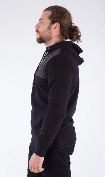 ORGANICATION ORGANICATION MOR-2178 HERREN H- ZIPPER HOODIE, Schwarz, – Produktbild 3 von 3