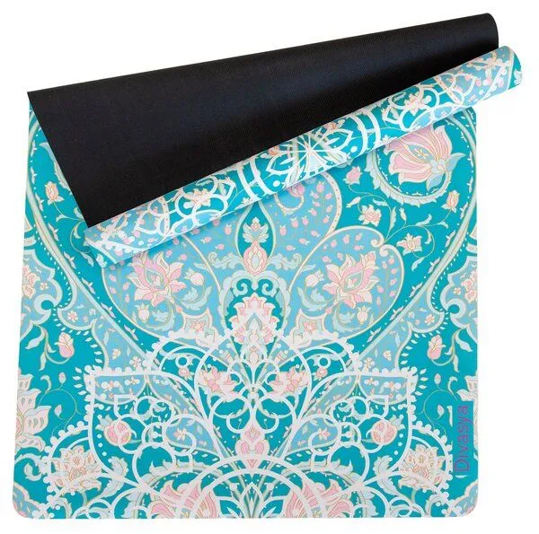 Divasya Divasya Reise Yogamatte aus Naturkautschuk & recycelter Mikrofaser, Grün - vintage rosery, – Produktbild 3 von 6