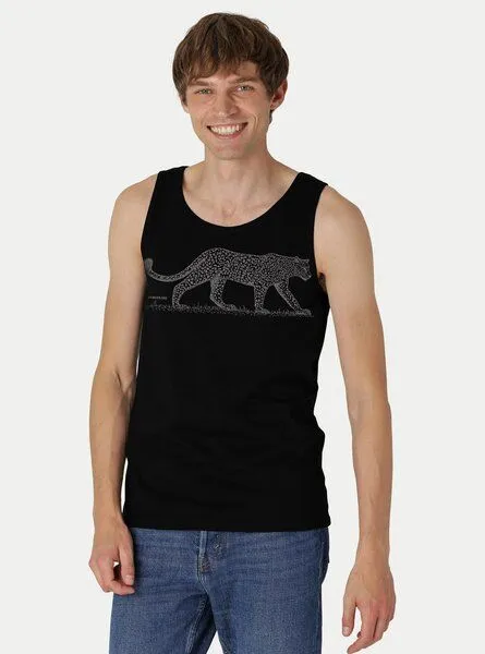 Peaces.bio - handbedruckte Biomode Peaces.bio - handbedruckte Biomode Bio-Herren-Tank Top Leopard, Schwarz, – Produktbild 2 von 2