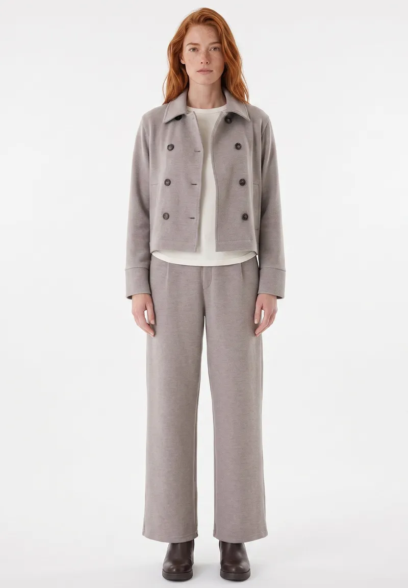 ORGANICATION ORGANICATION Damen vegan Kurze Jacke In Kakao Melange, Grau, – Produktbild 1 von 2