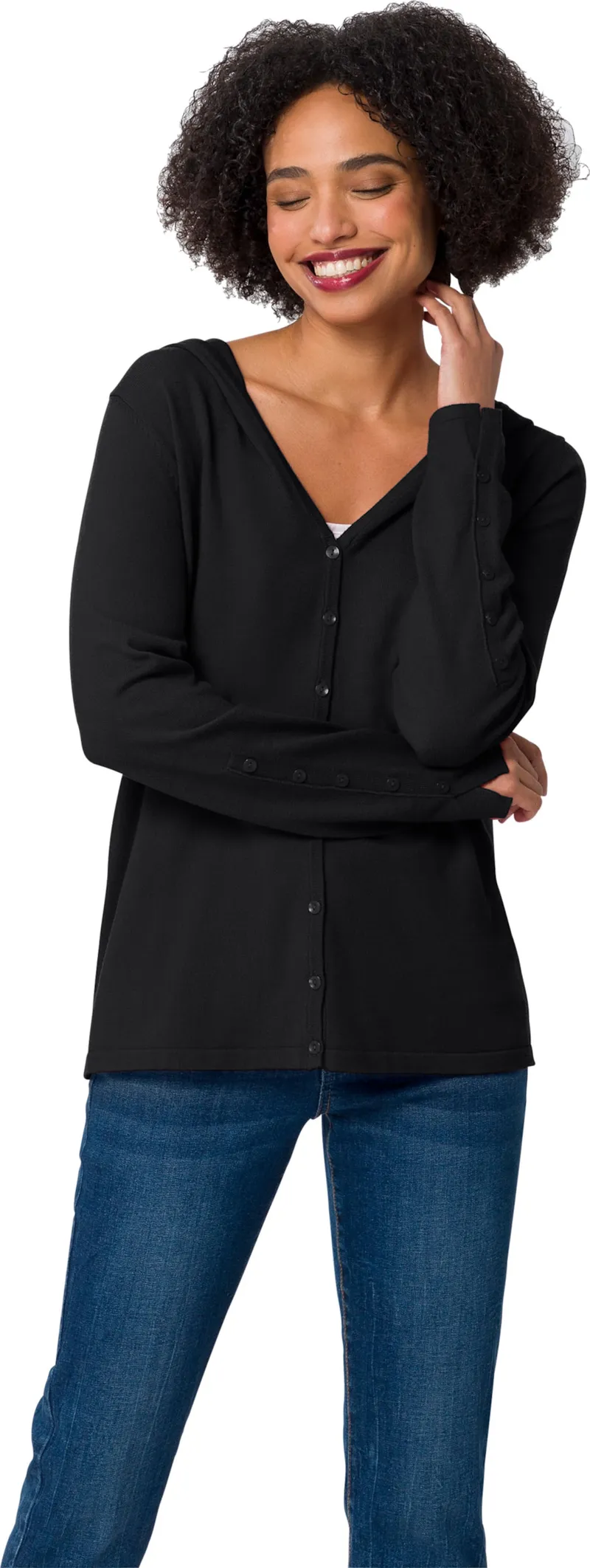 heine Kapuzenstrickjacke, Schwarz, – Produktbild 2 von 2