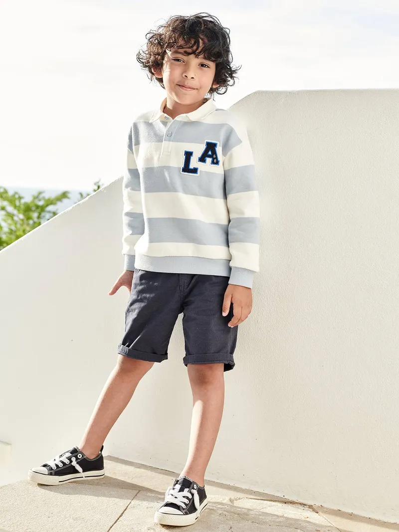 Vertbaudet Jungen Chino-Shorts, Blau, – Produktbild 1 von 4