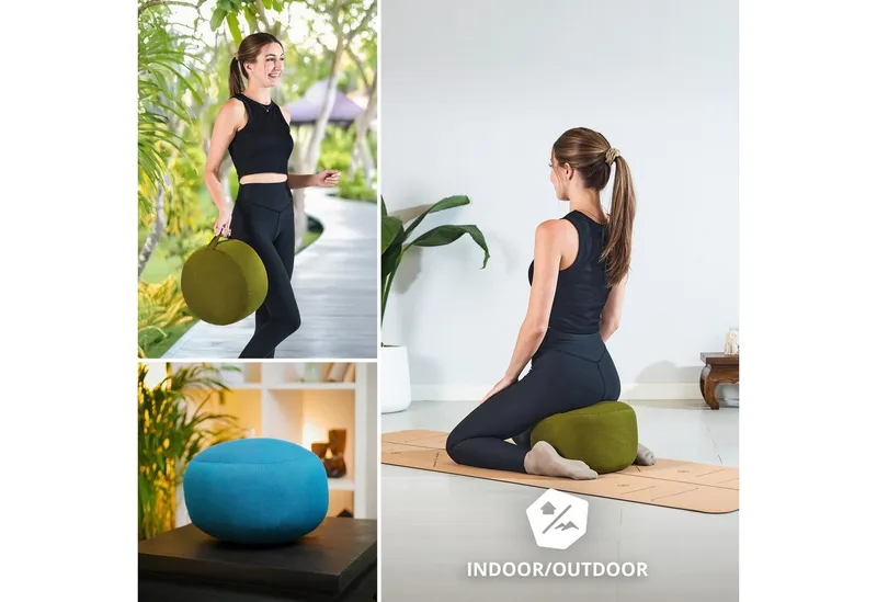 livasia Meditationskissen Zafukissen (Basic) - 32x20cm, Kapok, vegan, handgefertigt, Grün, – Produktbild 3 von 5