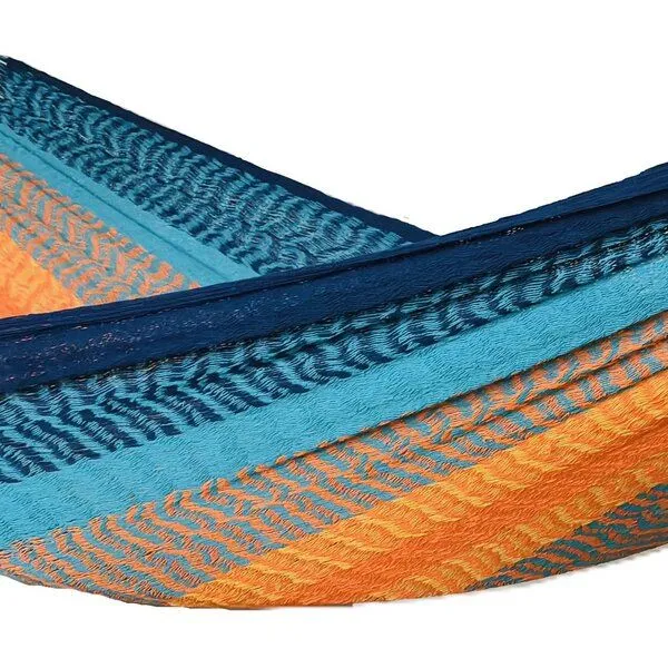 MacaMex MacaMex Solea Netzhängematte L Baumwolle, Breeze (blau-orange), – Produktbild 2 von 3