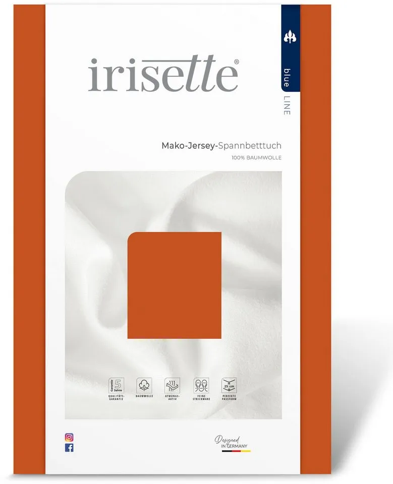 irisette irisette Spannbettlaken Jupiter 8, Mako-Jersey, Gummizug: rundum, (1 Stück), aus Baumwolle, für Matratzen bis 25 cm Höhe, Bettlaken, Spannbetttuch, Orange, – Produktbild 5 von 8