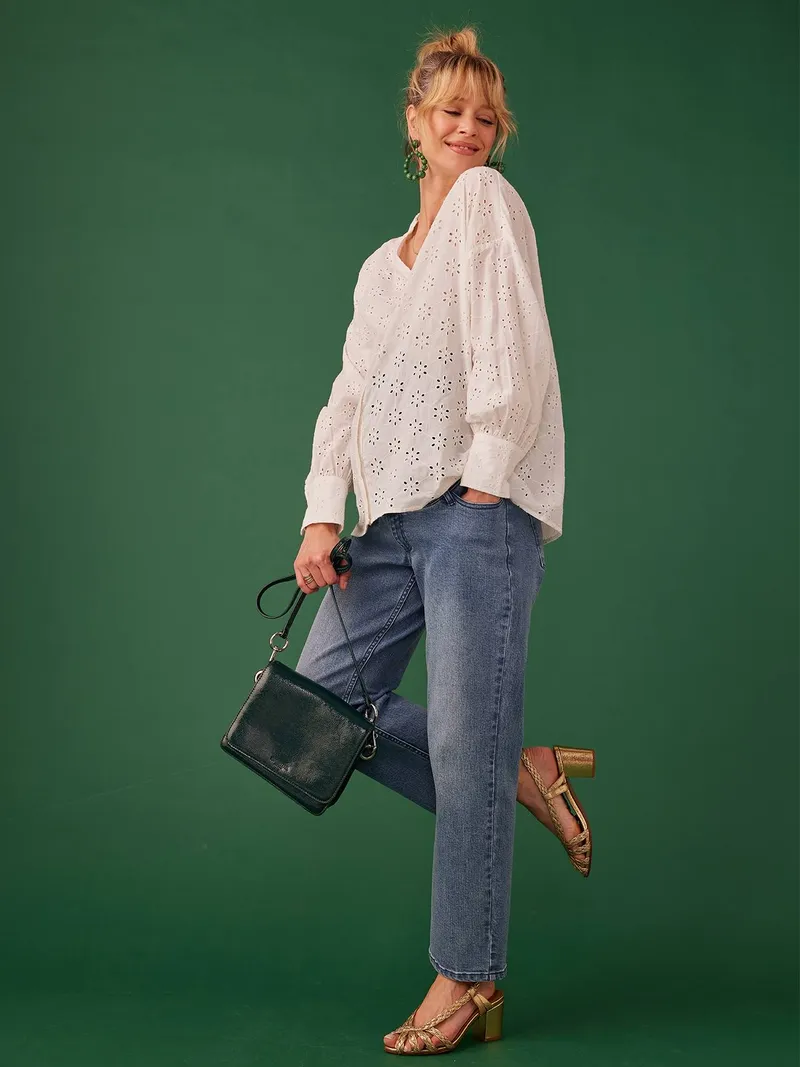 Envie De Fraise Gerade Umstandsjeans mit Seamless-Bund ENVIE DE FRAISE, Blue stone, – Produktbild 1 von 3