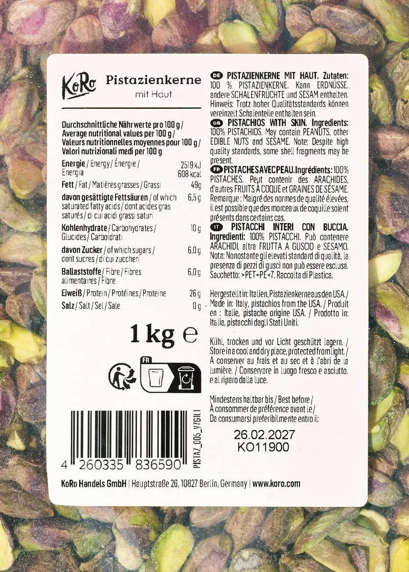 KoRo Pistazienkerne mit Haut 1 kg – Produktbild 3 von 5
