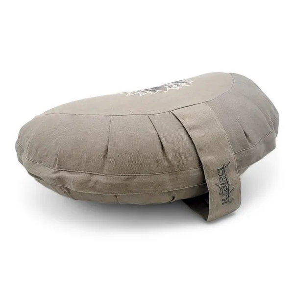 BAGHI BAGHI Meditationskissen Halbmond Lotus Bestickung - aus Bio-Baumwolle kbA Sitzhöhe 14 cm, Steingrau, – Produktbild 1 von 4