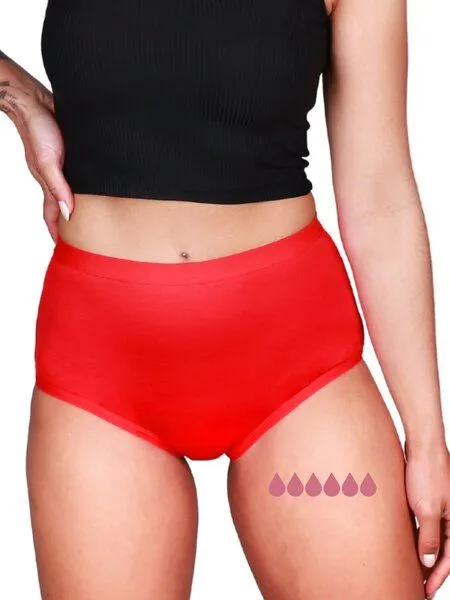 Taynie Ultra Periodenunterwäsche Biozidfrei 60°C Taynie Comfort Bamboo Ultra, Rot, – Produktbild 2 von 4