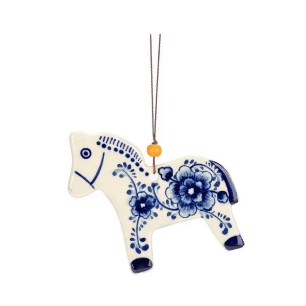 El Puente El Puente Deko-Anhänger "Pferd" | Fair Trade & Handmade aus Vietnam, Blau,weiß, – Produktbild 1 von 1